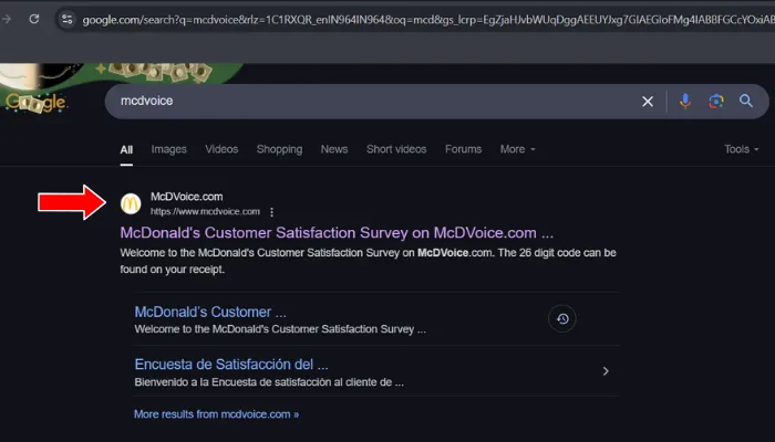 Screenshot of Official Website link Screenshot of Official Website link